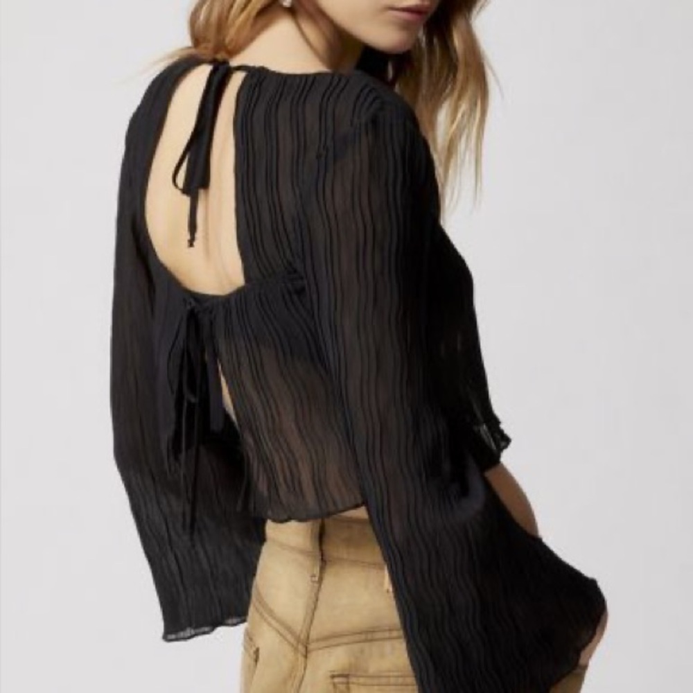 Urban Outfitters Orion Plisse Tie-Back Top